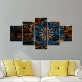 Dark Blue Fractal Flower Canvas Wall Art.