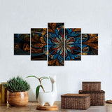 Dark Blue Fractal Flower Canvas Wall Art.