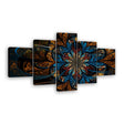 Dark Blue Fractal Flower Canvas Wall Art.