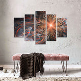 Dark Orange Fractal Flower Canvas Wall Art