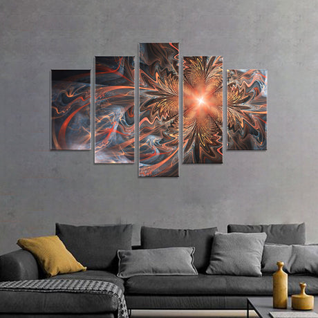 Dark Orange Fractal Flower Canvas Wall Art