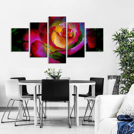 Dark Rainbow Rose Canvas Wall Art