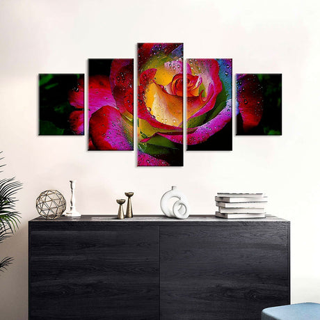 Dark Rainbow Rose Canvas Wall Art