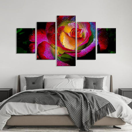 Dark Rainbow Rose Canvas Wall Art