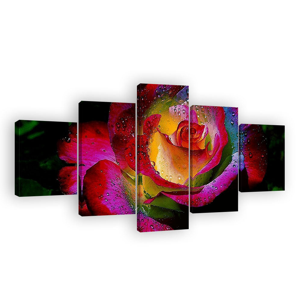 Dark Rainbow Rose Canvas Wall Art