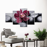 Dark Red Orchid on Cobblestones Canvas Wall Art