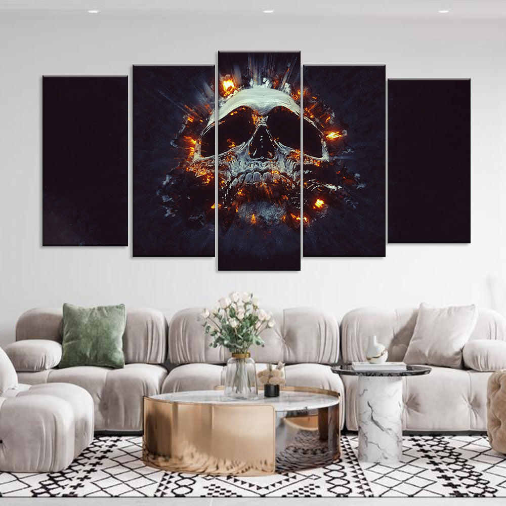 Dark Skull Explosion Canvas Wall Art