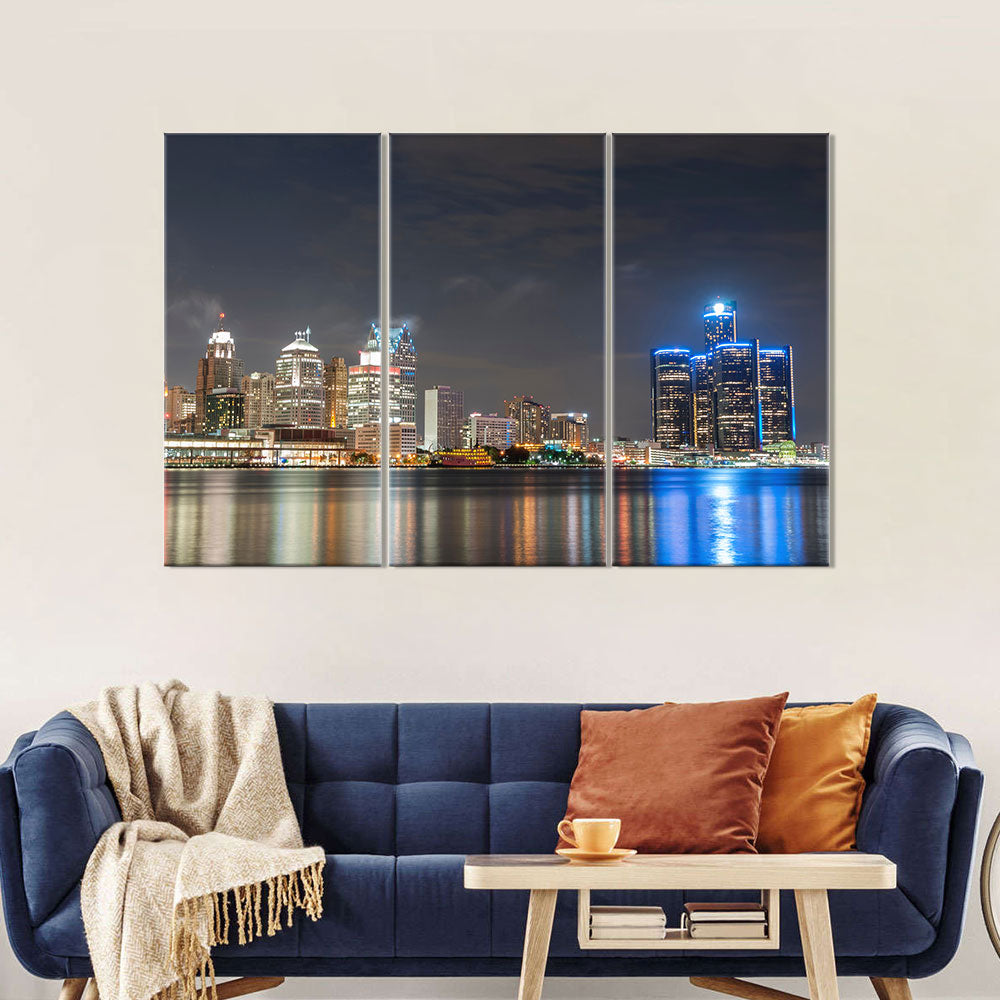 Detroit Skyline Canvas Wall Art