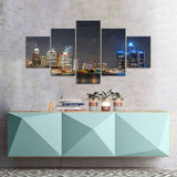 Detroit Skyline Night View Canvas Wall Art