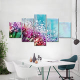 Dewdrops on Colorful Dandelion Canvas Wall Art