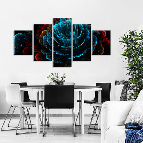 Digital Coral Flower Canvas Wall Art