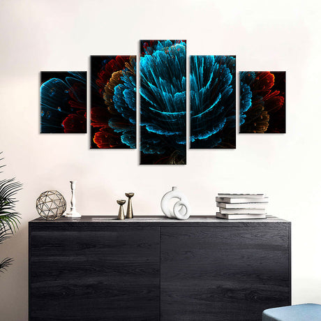 Digital Coral Flower Canvas Wall Art