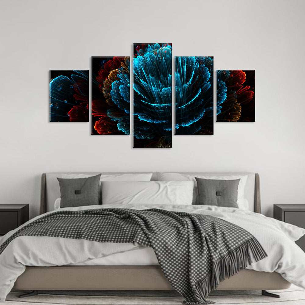 Digital Coral Flower Canvas Wall Art