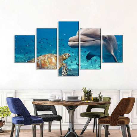 Dolphin and Sea Turtle Ocean Canvas Wall Art