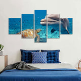 Dolphin and Sea Turtle Ocean Canvas Wall Art