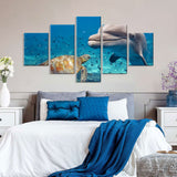 Dolphin and Sea Turtle Ocean Canvas Wall Art