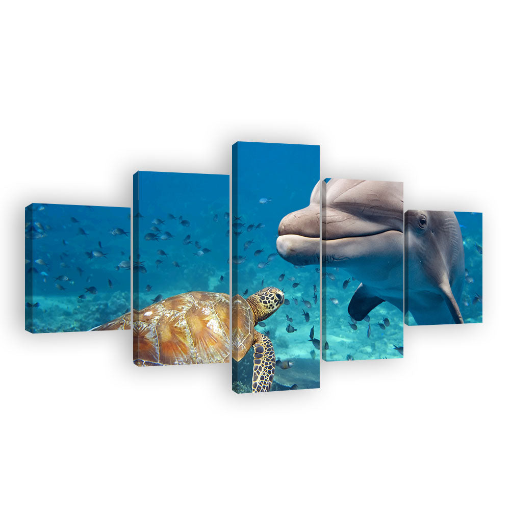 Dolphin and Sea Turtle Ocean Canvas Wall Art