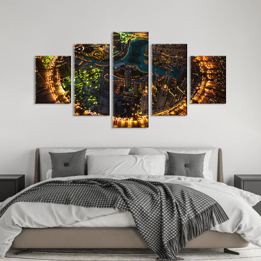 Downtown Dubai Night View Canvas Wall Art