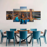 Dubai Skyscrapers and Marina Night View Canvas Wall Art