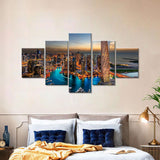 Dubai Skyscrapers and Marina Night View Canvas Wall Art