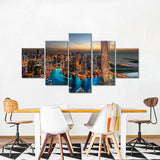 Dubai Skyscrapers and Marina Night View Canvas Wall Art