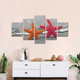 Duo Yellow and Red Starfish Canvas Wall Art