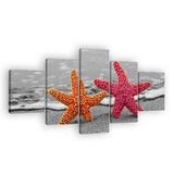 Duo Yellow and Red Starfish Canvas Wall Art