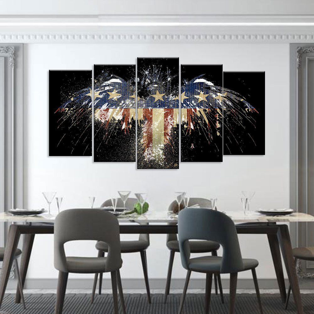 Eagle Shape American Flag Canvas Wall Art