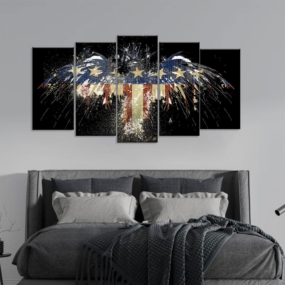 Eagle Shape American Flag Canvas Wall Art