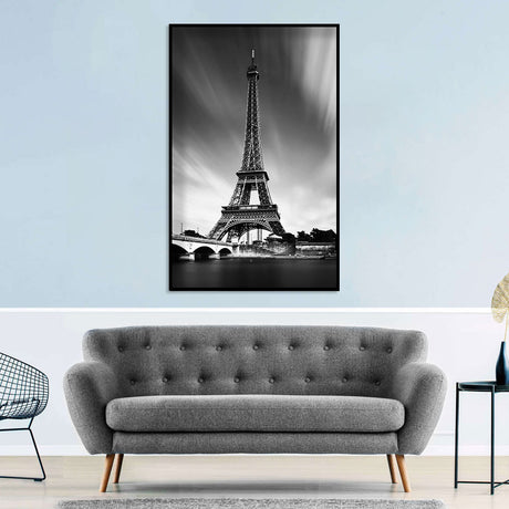 Eiffel Tower Black and White Canvas Wall Art