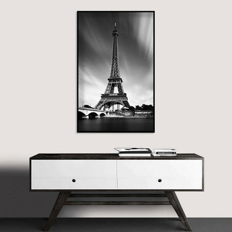 Eiffel Tower Black and White Canvas Wall Art