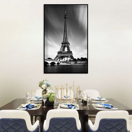 Eiffel Tower Black and White Canvas Wall Art