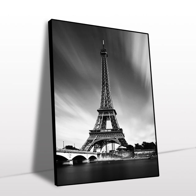 Eiffel Tower Black and White Canvas Wall Art