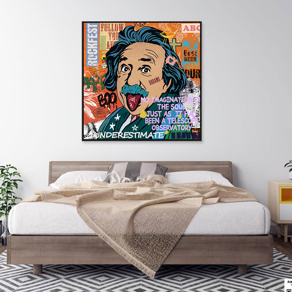 Einstein Funny Face Graffiti Canvas Wall Art