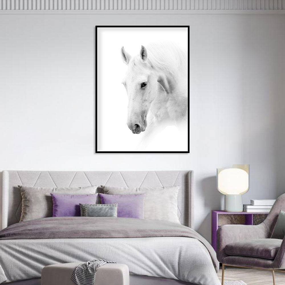 Elegant White Horse Canvas Wall Art