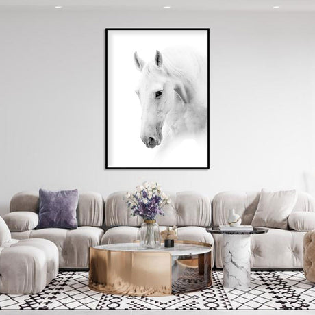 Elegant White Horse Canvas Wall Art