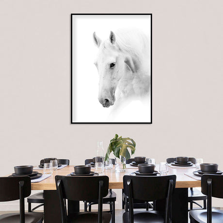 Elegant White Horse Canvas Wall Art