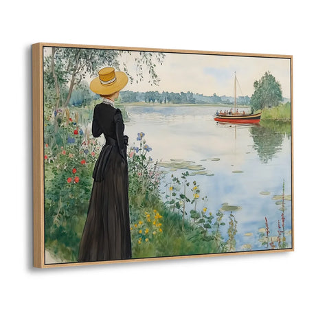 Elegant Lakeside Lady Canvas Wall Art