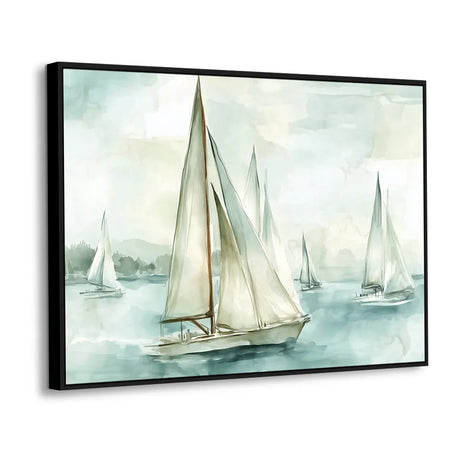 Elegant Sailboats Nautical Watercolor Decor - Canvas Wall Art