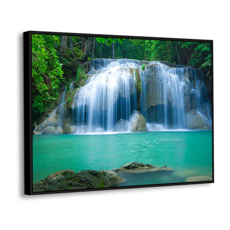 Emerald Serenity Tropical Waterfall Canvas Wall Art