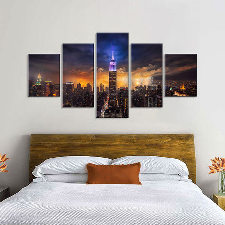 Empire State Building Night View Canvas Wall Art