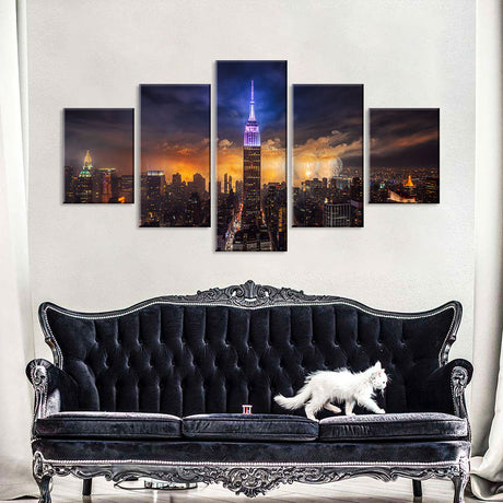 Empire State Building Night View Canvas Wall Art