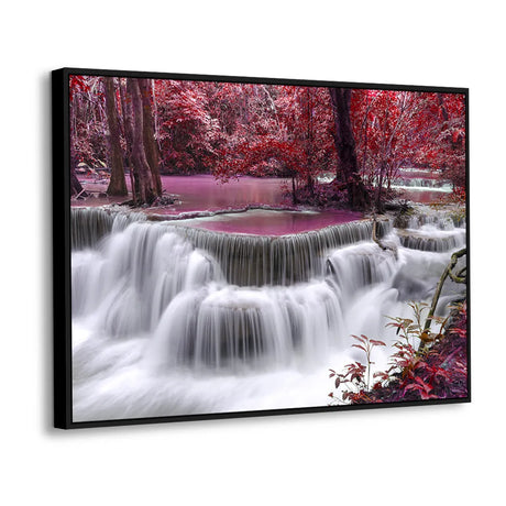 Enchanted Crimson Falls Canvas Wall Art