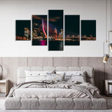 Erasmus Bridge Rotterdam Night View Canvas Wall Art