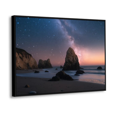 Ethereal Coastline Under The Stars Canvas Wall Art