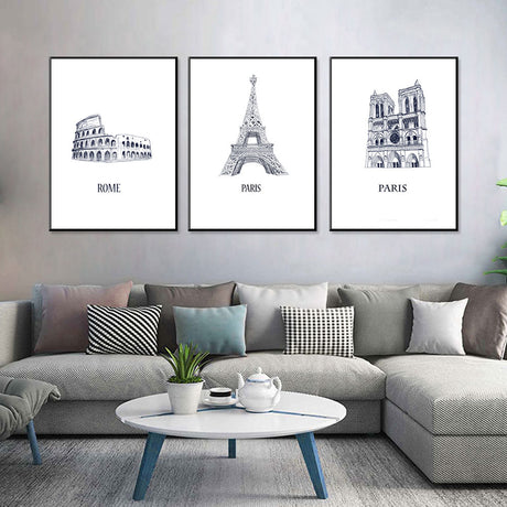 European Classics Rome Colosseum, Eiffel Tower, Notre-Dame 3-Piece Canvas Set