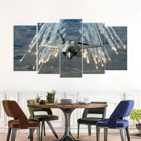 F-22 Raptor Flares Canvas Wall Art