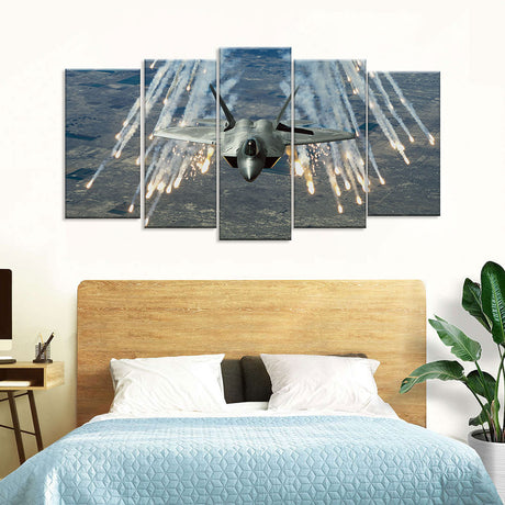 F-22 Raptor Flares Canvas Wall Art