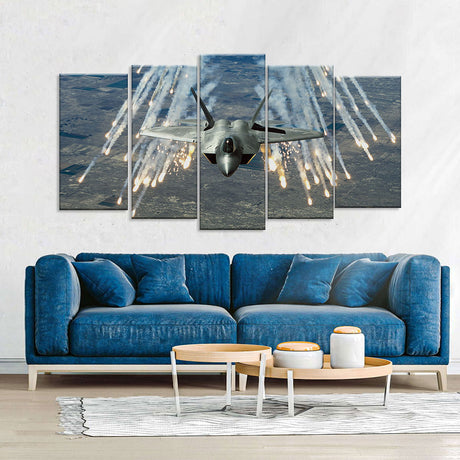 F-22 Raptor Flares Canvas Wall Art