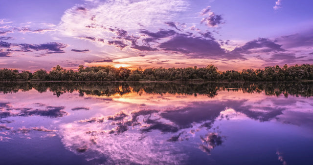 Purple Sunset Reflection Canvas Wall Art